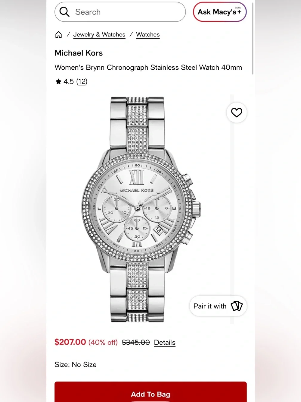 Michael Kors Silver Stainless Steel Men's Watch (Silver)